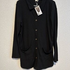 NWT Women’s Button Down Long Sleeve Sweater Black Size S/M Retail $70